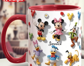 Taza personalizada con detalles de Ratón y sus amigos, recuerdo de viaje a Disneyland, regalo para ella, taza con estampado 3D de Ratón. ipatudsn20524