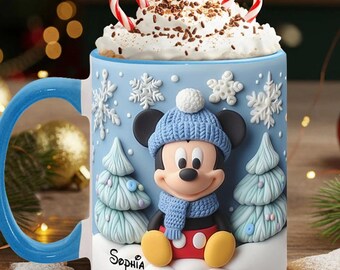 Taza personalizada con diseño mágico de invierno, taza de ratón y sus amigos, taza con dibujos animados, regalo para ella para un viaje a Disneyland, regalo para fans ipatudsn21482