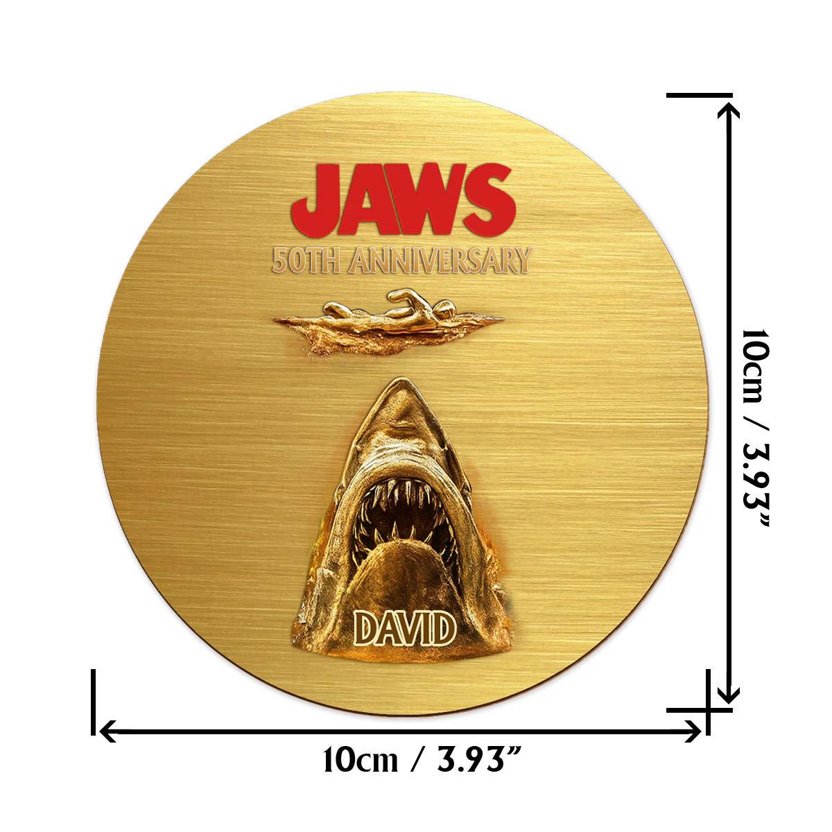 50th Anniversary Scary Shark Personalized Whiskey Glass, Horror Movie Wine Rock Glass Decanter Set Gift for Dad, Whiskey Gift ipatuctt00035