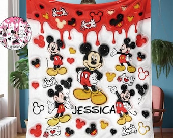 Magic World Melting Decke, Personalisierte Cartoon-Maus Aufgeblasene niedliche Fleece-Decke, Kinderdecke für Cartoon-Liebhaber, Valentine dsn9851