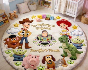 Personalized To Infinity And Beyond Faux Fur Rug, Toy Cartoon Kid Furry Area Rug, Gift for Boy Girl Fan ipatutsy00078