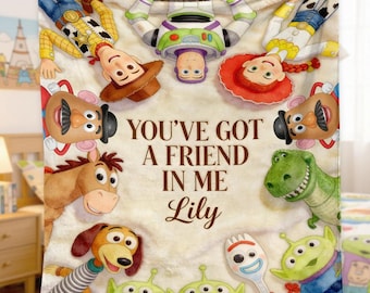 Gepersonaliseerde You've Got A Friend In Me fleecedeken, kinderspeelgoed deken, cadeau voor speelgoed cartoon fan ipatutsy00059