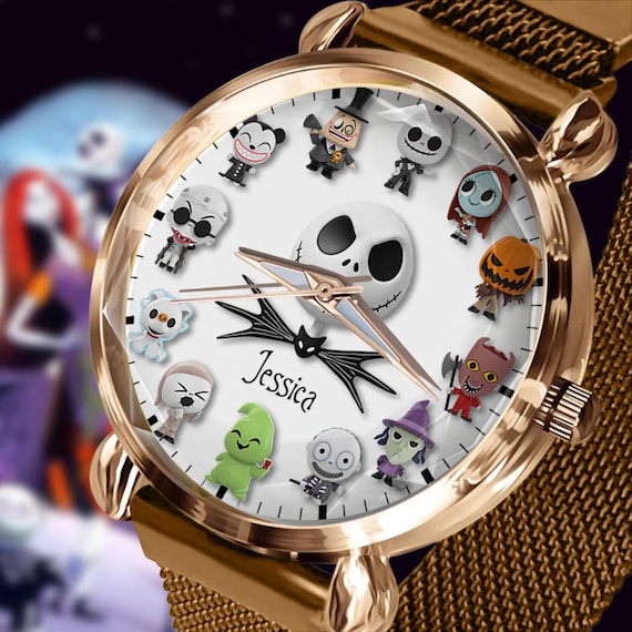 Personalized Jack Skellington Women Metal Strap Watch, Christmass