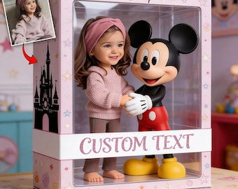 Placa de acrílico 2D personalizada com rato e amigo, presente para viagem à Disneylândia, placa plana para mesa, presente de aniversário para fã infantil, não é uma caixa real ipatudsn21958