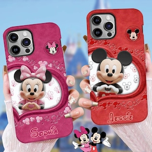 Gepersonaliseerde muis paar telefoonhoesje voor iPhone Samsung, magische liefde bijpassende cartoon telefoonhoesje, jubileumcadeau voor haar ipatudsn20270