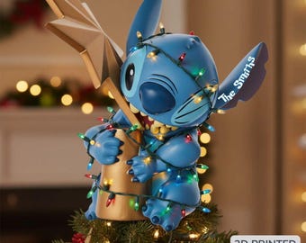 Adorno navideño personalizado con luces LED de Stitch travieso, divertido dibujo animado de Ohaha, regalo para fans, regalo familiar ipatusth00509