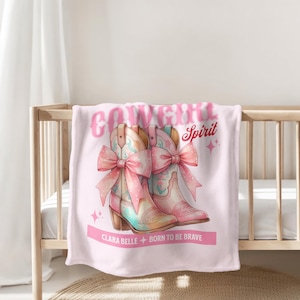 Personalized Cowgirl Minky Blanket, Custom Western Baby Blanket, Ranch Farm Nursery Décor, Baby Shower Gift, Newborn Girl Gift, Girl Blanket
