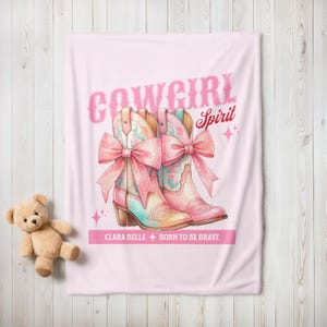 Personalized Cowgirl Minky Blanket, Custom Western Baby Girl Quilt, Cowgirl Nursery Décor, Baby Shower Gift, Newborn Girl Gift, Girl Blanket