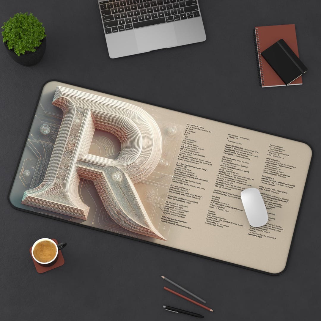 R Hints Desk Mat, R Developer Student Gift, Neoprene Desk Pad, Computer ...