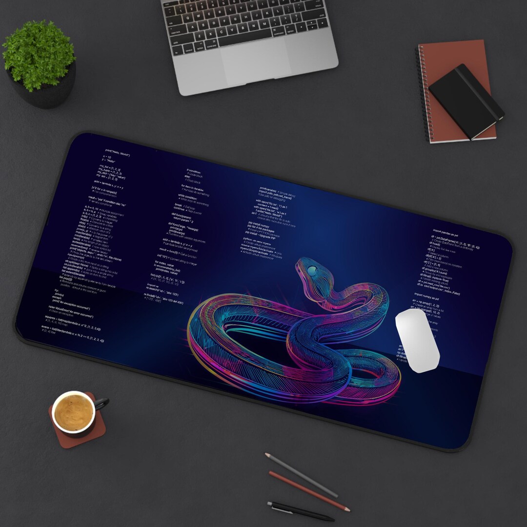 Python Hints Desk Mat, Python Developer Student Gift, Neoprene Desk Pad ...