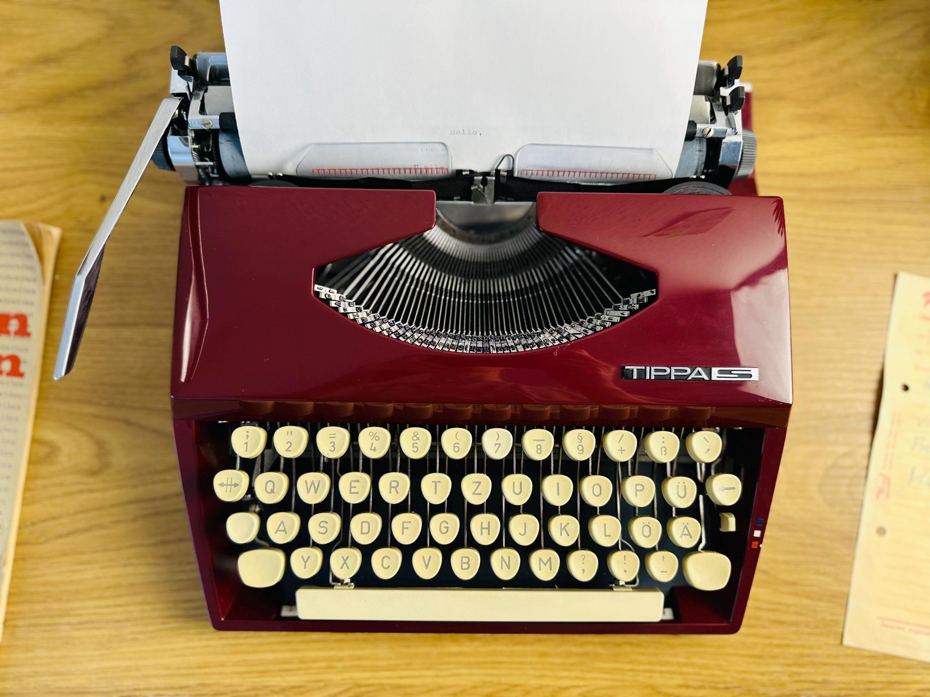 ヴィンテージ Tippa S タイプライター – 1970年代、赤、完璧な状態 