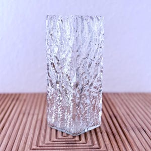 Vintage Ice Glass Vase: Mid-Century German Crystal Decor