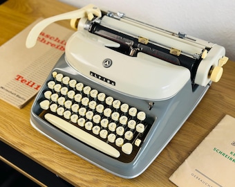 Alpina Typewriter – Beige & Gray, Vintage, With Case