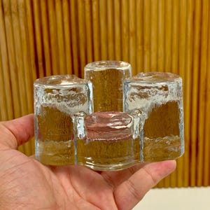 Vintage 1960s Glass Candle Holder: Mid-Century Modern Table Decor