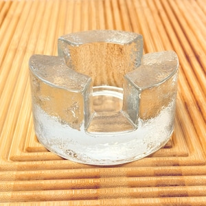 Vintage Scandinavian Glass Candle Holder – Clear Textured Votive – Mid-Century Modern Ice Style – Minimalist Home Decor – 1960s Glass Art