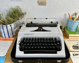 Vintage Privileg 342 T Typewriter: 1960s German Mechanical Writing Machine with Case
