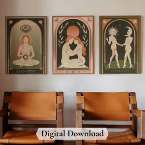 Tarot Art Print Set: Celestial Union Triptych (Digital Download)