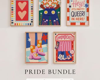 LGBTQ Pride Art Prints - Queer Home Decor Set of 5 (Digital Download)