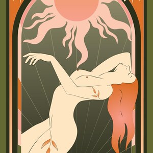 Art Deco Sun Goddess Print, Celestial Feminine Wall Art, Vintage Tarot Inspired Poster image 13