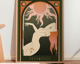 Mystical Goddess Tarot Digital Art: Spiritual Feminine Wall Decor for Boho Spaces & Sacred Energy