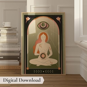 Arte del Oráculo de la Madre Sagrada: Póster de Embarazo Espiritual / Decoración de Pared para la Sanación del Útero / Impresión Digital Bohemia Femenina