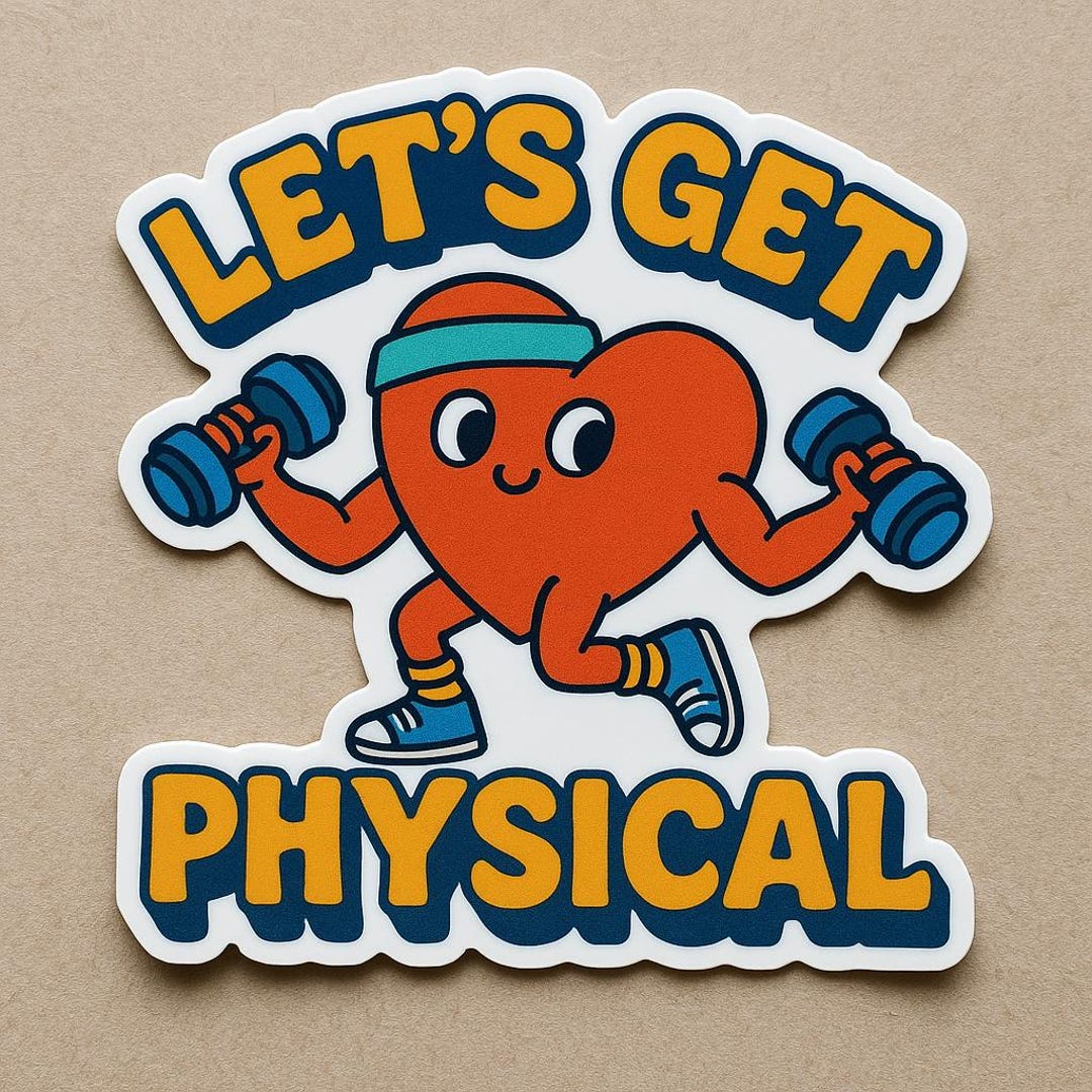Get Fit Sticker Let’s Get Physical Sticker – Retro Workout Vinyl Decal for Laptops ...
