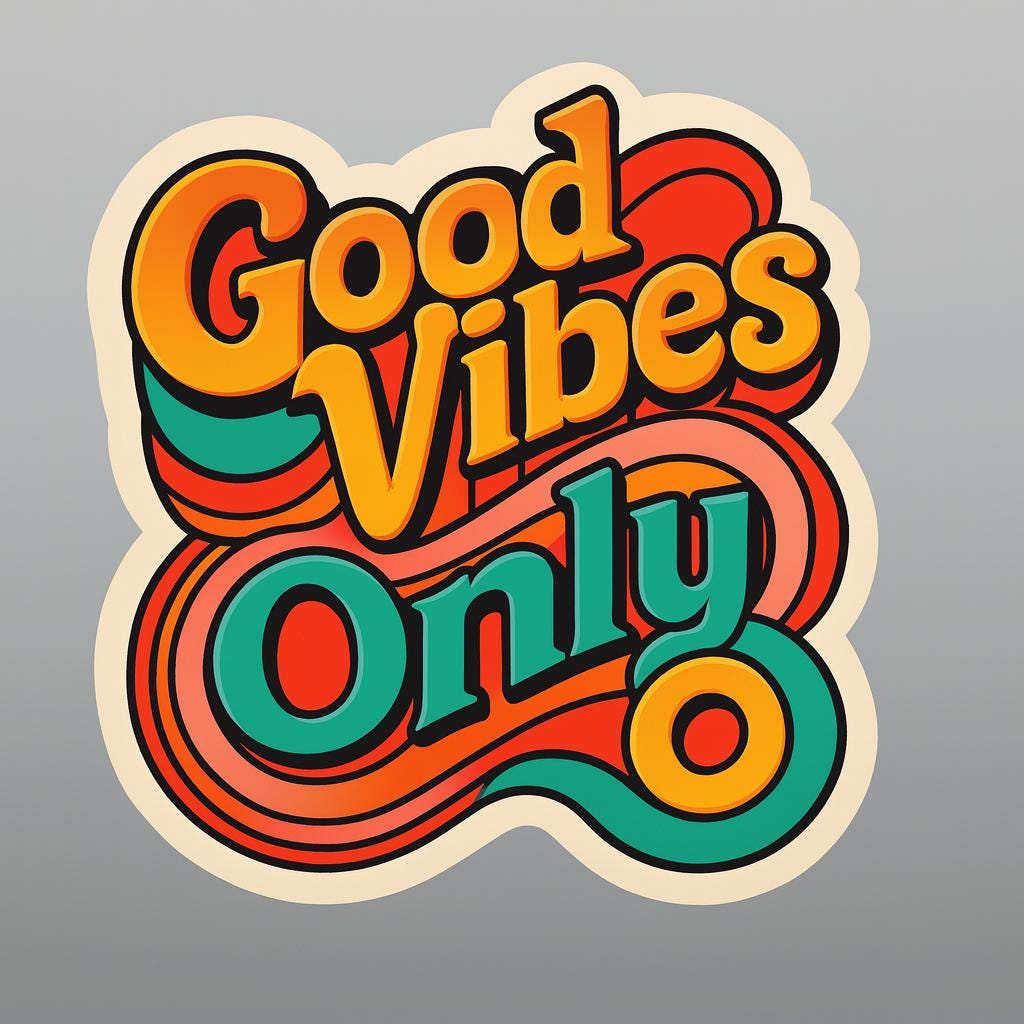 Good Vibes Only Sticker | Retro 70s Groovy Vinyl Sticker | Aesthetic Motivational Sticker for Laptops, Water Bottles & Journals