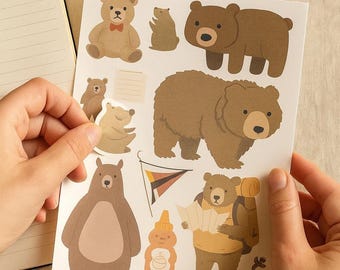 Cute Bear Sticker Pack | Waterproof Vinyl Bear Stickers | Aesthetic Animal Camping Sticker Decals for Laptops, Water Bottles & Journals