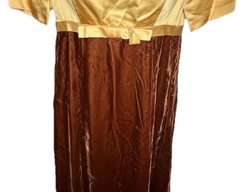Vintage 70’s Handmade Brown Velvet Evening Gown Retro Dress Size XS