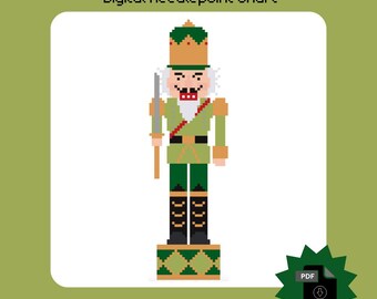 Grüne Nussknacker Digitale Nadelspitzen-Stickmuster