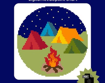 Camping Needlepoint Chart (Digital Download)