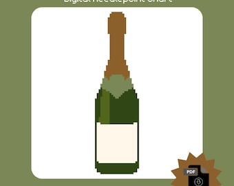 Champagne Bottle Needlepoint Chart (Digital Download)