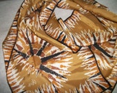 VERA JApan Acetate scarf oblong  Boho  Coffee/Brown w sunburst geometric pattern