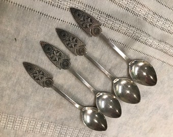 Soviet  Vintage   Sterling Silver 915     4 Tea  tea Spoons USSR Russian  Estonia  23.8 gr each Art Deco