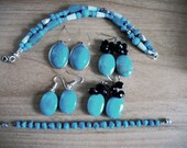 Selection Turquoise Jewelry ~  Boho Bracelets,  Big Bold earrings