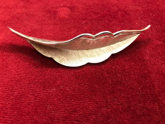 Vintage Boucher silver tone leaf brooch signed - image 1