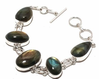 Selection bracelets  Sterling Silver w stones ~labradorite, amber, citrine