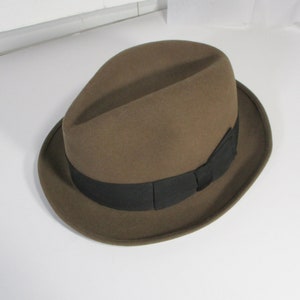 Brown Fedora Hat, Retro Wool Felt Hat, Size 7 1/8 image 6