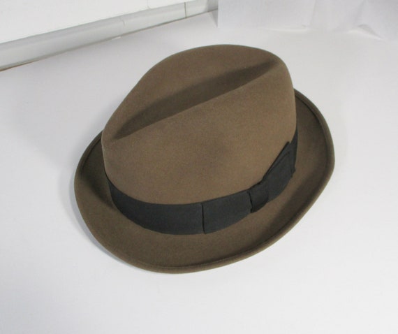 Brown Fedora Hat, Retro Wool Felt Hat, Size 7 1/8 - image 6