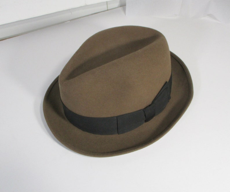 Brown Fedora Hat, Retro Wool Felt Hat, Size 7 1/8 image 6