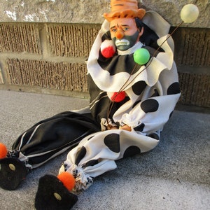 Clown Doll, Hobo Clown, Sad Clown Doll, Balloon Holding Clown, Vintage Clown Doll image 1