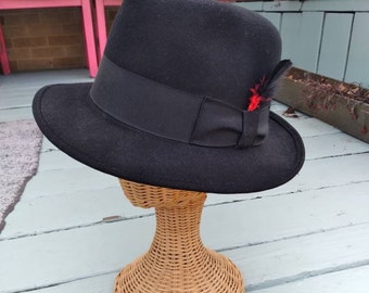 Fedora, Black Fedora Hat, 1990's Dorfman Pacific Fedora Size 7 1/4