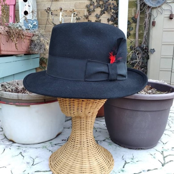 Fedora, Black Fedora Hat, 1990's Dorfman Pacific … - image 6