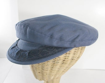 Greek Fisherman's Cap, Cotton Fisherman's Cap, Blue Cotton Size 7 3/8