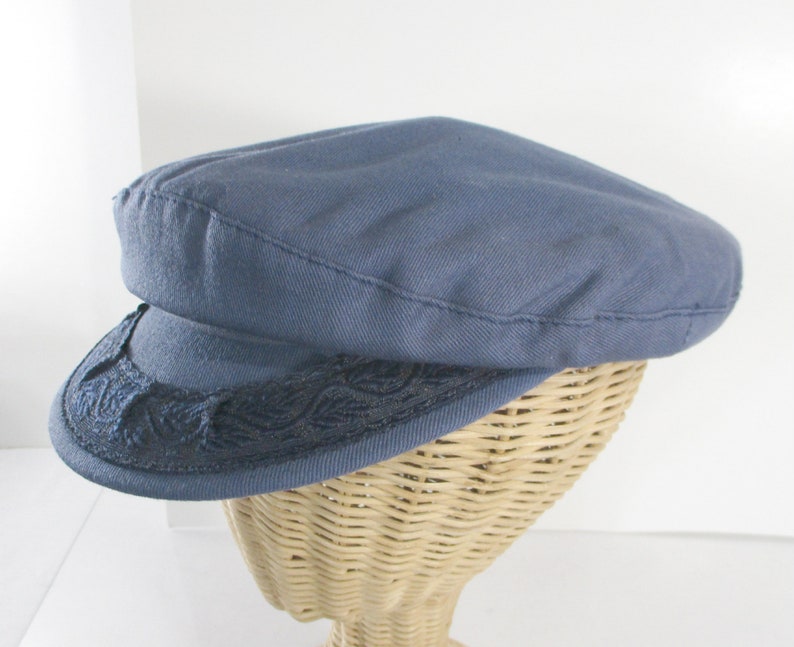 Greek Fisherman's Cap, Cotton Fisherman's Cap, Blue Cotton Size 7 3/8 image 1