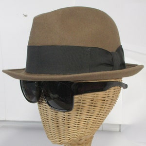 Brown Fedora Hat, Retro Wool Felt Hat, Size 7 1/8 image 2