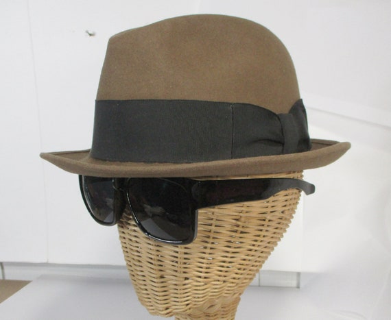 Brown Fedora Hat, Retro Wool Felt Hat, Size 7 1/8 - image 2