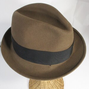 Brown Fedora Hat, Retro Wool Felt Hat, Size 7 1/8 image 4