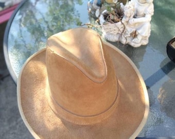 Western Leather Hat, Size 7 1/4, Cowhide Exterior
