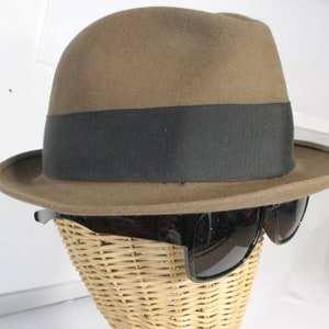 Brown Fedora Hat, Retro Wool Felt Hat, Size 7 1/8 image 3